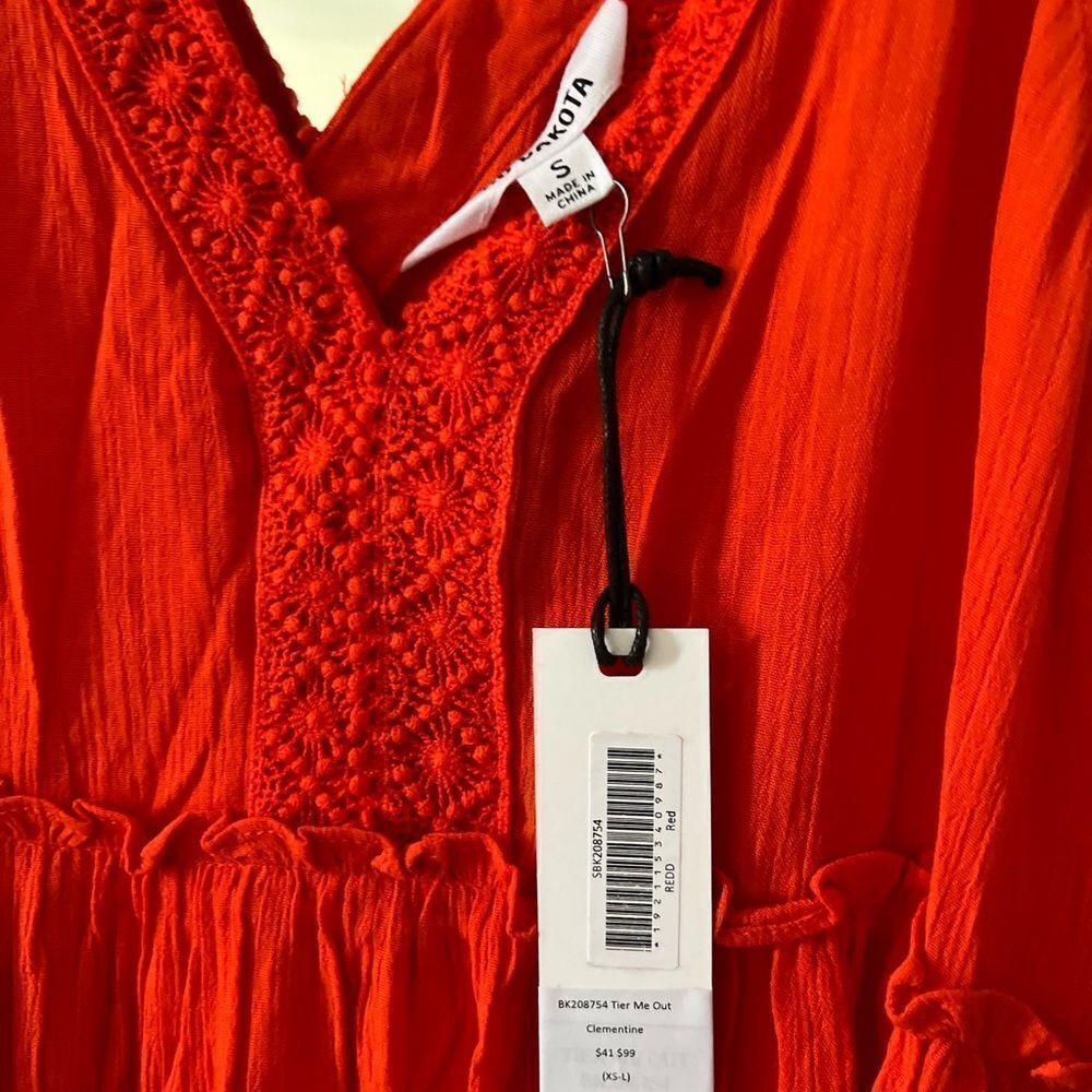 BB Dakota Tier Me Out red Dress crochet New with Tags